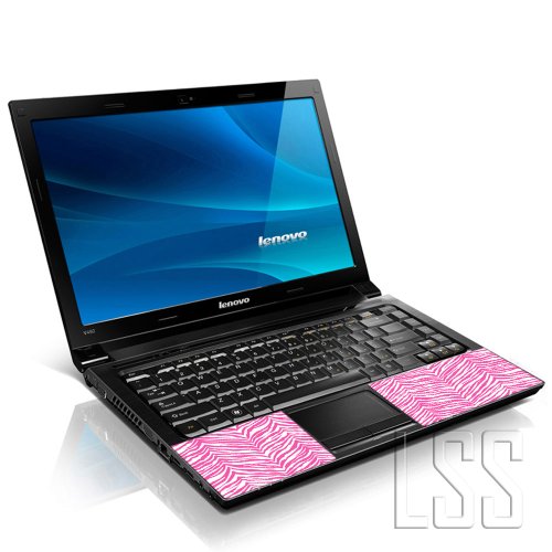 Image of LSS 15 15.6 Inches Laptop Notebook Skin Sticker with 2 Wrist Pads - Reusable Cover Protector Vinyl Sticker Cover Decal Fits 13 inch - 16 inch HP Asus Acer Samsung - Pink Zebra Print Pattern