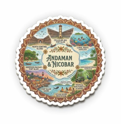 Image of Andaman Nicobar Textured Finish Acrylic Fridge Magnet - UV Texture Printed, Stylish Multicolor Magnet for Fridge, Wardrobe & Metal Surfaces, Pack of 1 (Andaman Nicobar)