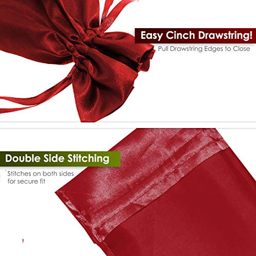 Knitial 6" X 9" Satin Wine Color Gift Bags, Jewelry Bags, Wedding Favor Drawstring Bags Baby Shower Christmas Gift Bags 50 Per Pack #TOP4