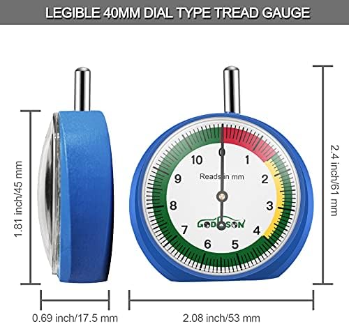 GODESON Tyre Tread Depth Gauge UK in MM ,Dial Tyre Depth Gauge UK, Professional Tyre Gauge for Motorcycle, Car,Truck and Bus 