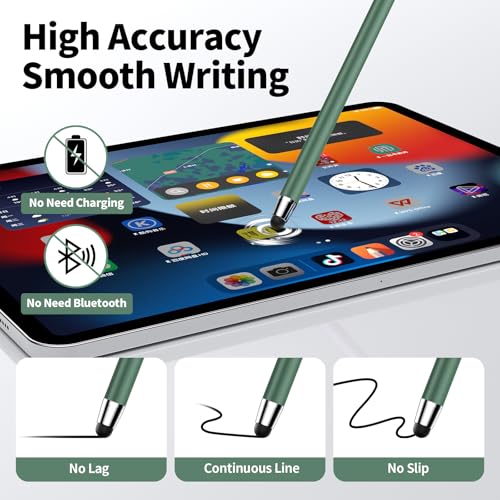 Image of Stylus Pen for Touchscreen,5 PCS Stylus,2-in-1 Stylus Pen for iPad, High Sensitivity Precision Suitable for Touch Screens of iPhone /ipad /Android Tablet(Black /White /Gray /Gold /Dark Green)