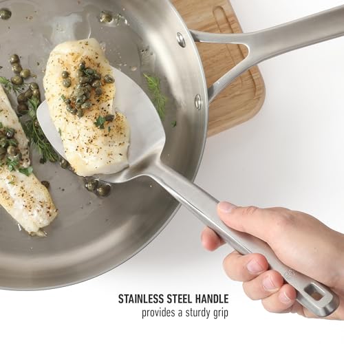 Image of Calphalon Prime Solid Turner, 13-Inch Stainless Steel Solid Spatula, Heat Resistant for Searing and Flipping, Weighted Handle for Balanced Control