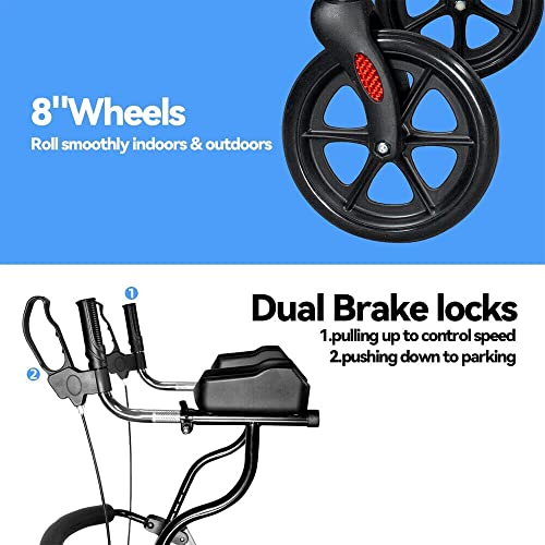 Rollator Walker For Senior - Walker Upgrade Upright Rollator Walker Medical Aid Stand Walking Foam Basket Tube, Soft Cushion (Red) #TOP5