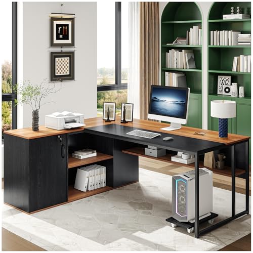 La Mejor Recopilación de Escritorios para Oficina que puedes comprar esta semana. 49 SIMPLE HOGAR Escritorio Oficina de 180CM*80CM, Escritorio en l, gabinete con Cerradura, escritorios Ejecutivo, con estantes, Estación de Trabajo de Muebles de Oficina para el...