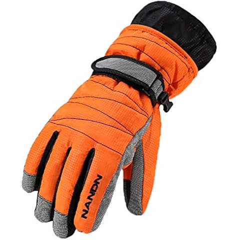 vannawong Men Winter Motorcycle Ski Snow Gloves Waterproof Windproof Fleece Warm Mitten Orange XL Cover