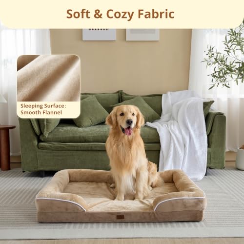 Image of EGOHOME Orthopedic Large Dog Bed, Waterproof Washable L Pet Bed 36 inch | Egg-Crate Gel Memory Foam Dog Couch Pet Sofa with Removable Washable Cover, Non-Slip Bottom, CertiPUR-US, Beige