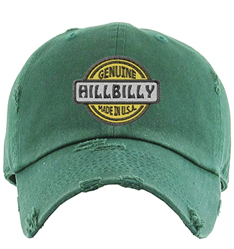 Genuine Hillbilly Dad Hat Embroidery Vintage Adjustable Embroidered Cap (Hunter Green)