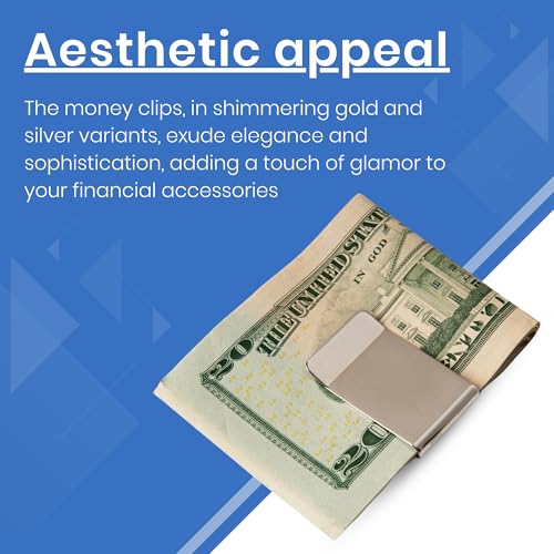 Stainless Steel Money Clip Set - Pack of 10, Gold & Silver Money Clip Wallet - Slim, Elegant, Lightweight Money Clips in Bulk - Credit Card & Cash Wallet Alternative for Men & Women4