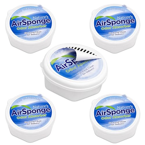 Image of Nature's Air Sponge - Designer Pack Sponge Odor Absorber, 1 /2 Lb - 5 Pack | Activated Charcoal Gel Odor Control, Charcoal Soap-Based Gel, Covered Cap Design for Discreet Placement, Helps Reduce Odors