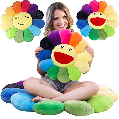 Rainbow flower pillow-floor pillows & cushions 17IN flower pillow as cushion/ backrest/floor mat, colorful flower pillow heals smile, smiley face pillow is used on sofa/chair/ floor/bed/car/office etc Rainbow flower pillow-floor pillows & cushions 17IN flower pillow as cushion/ backrest/floor mat, colorful flower pillow heals smile, smiley face pillow is used on sofa/chair/ floor/bed/car/office etc