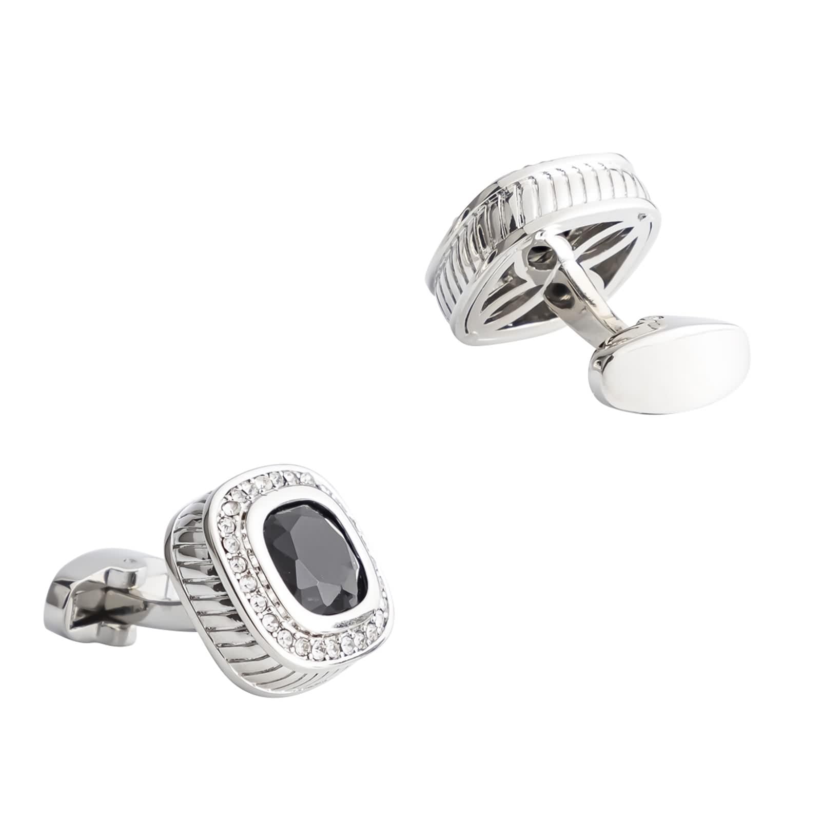 Bouton de Manchette Homme Argent, Boutons de Manchette Vintage Forme Carrée avec Zircone Cubique