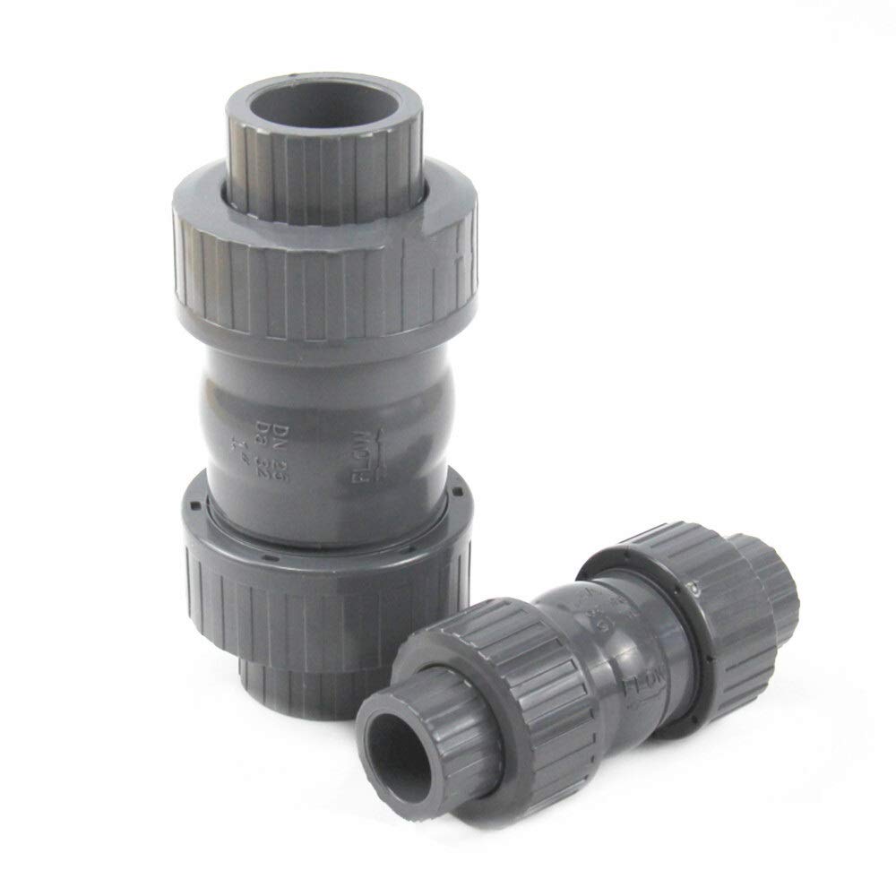 NYRXRYTCA Check Valves 20-63mm UPVC Check Valve Double Union Non-Return Value Preventing Back Flow Water Pipe Valve Connectors(DN15)