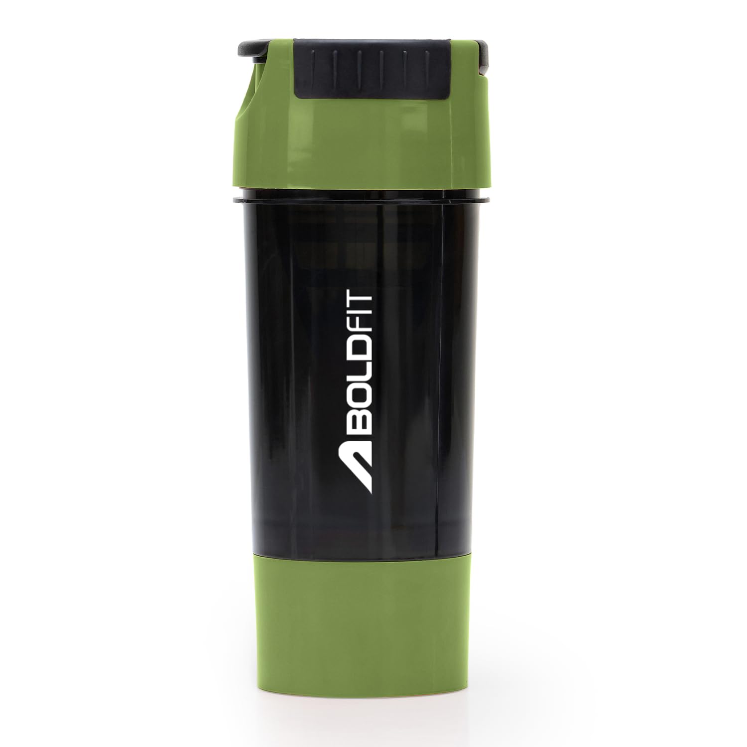 Boldfit Gym Shaker Pro Cyclone Shaker Bottle 500ml with Extra Compartment, Leakproof, Sturdy Ideal for Protein Supplement, Preworkout and BCAAs, BPA Free Sipper Bottle Shaker bottle for Gym