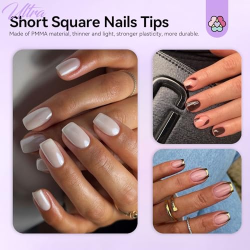 SAVILAND Gel Nail X Kit Short Square - Nail Drill Kit 500 PCS Natural False Nail Tips For Press On U V Nail Glue with Lamp Manicure Tools for Nail Extension Nail Art For Women At Home Nail Kit DIY