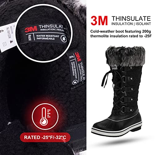 Aleader Women's Lace Up Waterproof Winter Snow Boots Black 8.5 D(M) Us #TOP2