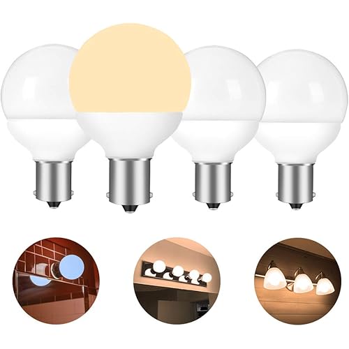 12 volt RV vanity led light bulbs BA15S 1383 1139 1156 1141 20-99 9019 replacement for 5th wheel Camper trailer Motorhomes Marine boat bathroom 30-40W equivalent soft white 3000K pack of 4