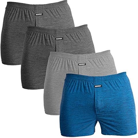 Breathable Boxers for Men Small to Big and Tall Cool Touch Boxer Underwear, Dark Grey, Grey, Blue-4pk, XX-Large Cover