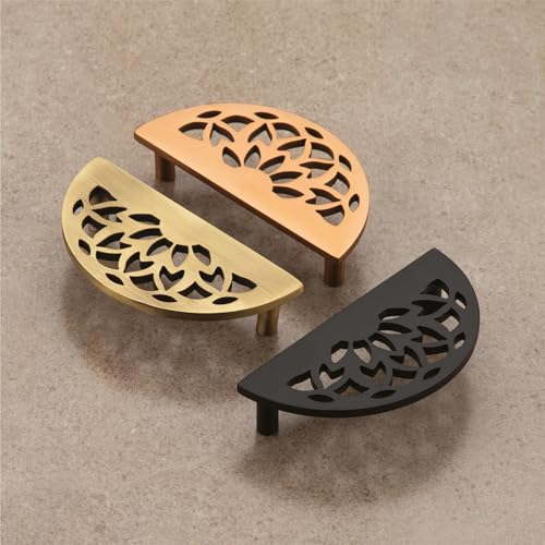 Image of COMPASS Stainless Steel Lotus Cabinet Knobs, Drawer Pulls, Knobs for Dresser Drawers, Drawer Knobs Handle, Kitchen Knobs (Antique Finish) Pack of 4 pcs