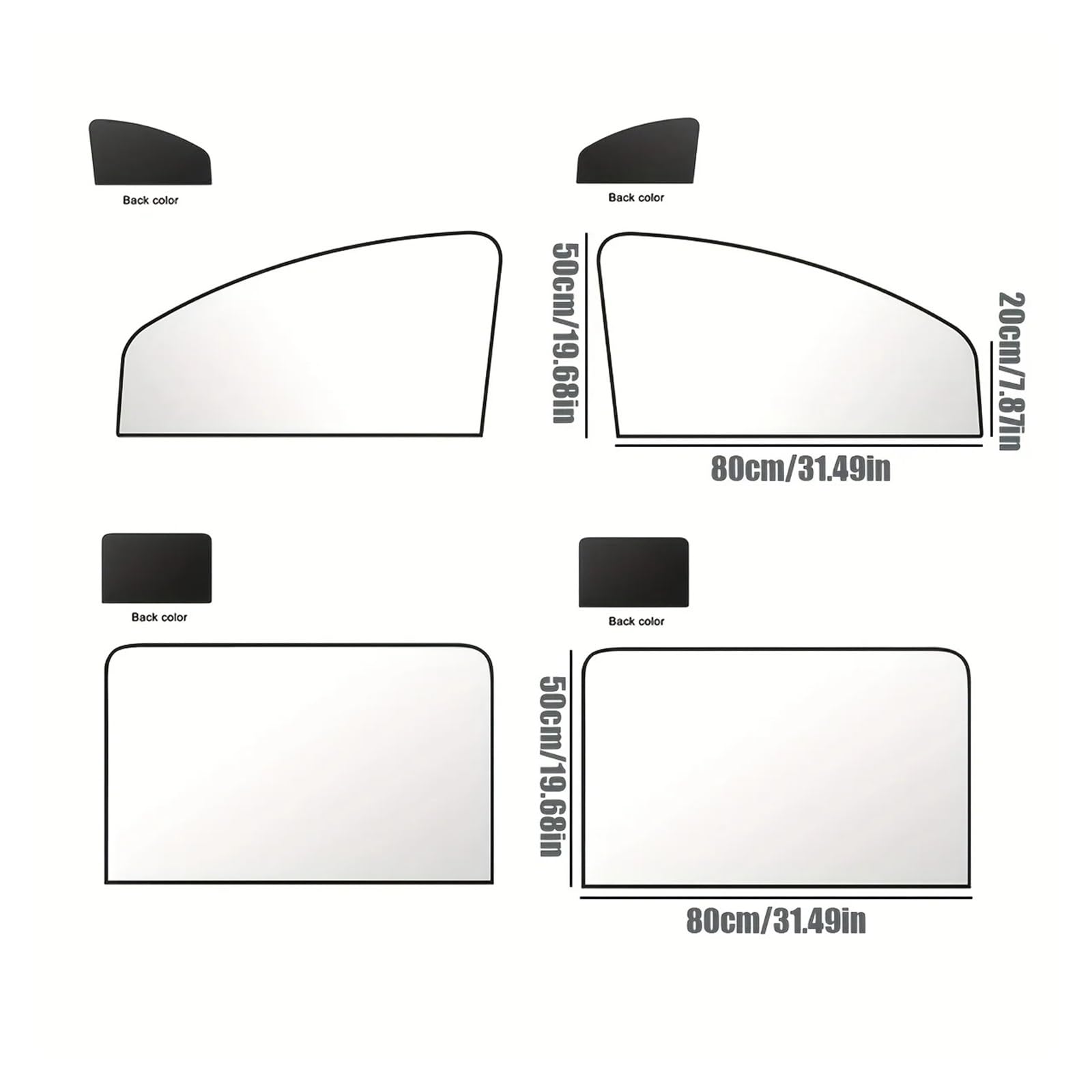 Protector Solar para Parabrisas Parasol Opaco para Parabrisas Protector Solar para Coche Cubiertas para Sombrilla Parte Delantera Y Trasera Magnética Verano(4pc - Side Windows)