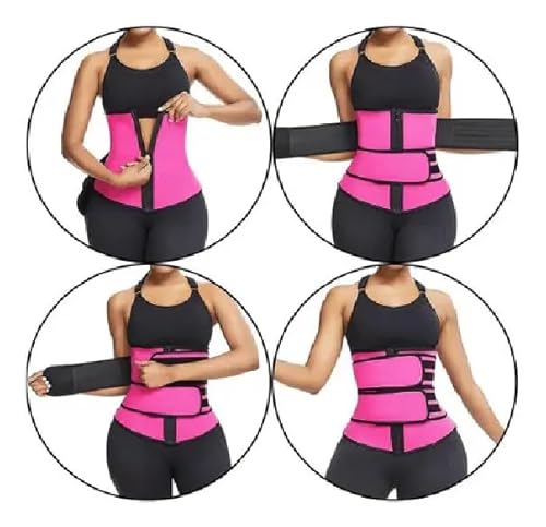 Cinta Reutora de Medidas Abdominais Emborrachada Térmica Efeito Sauna (Rosa, Grande)