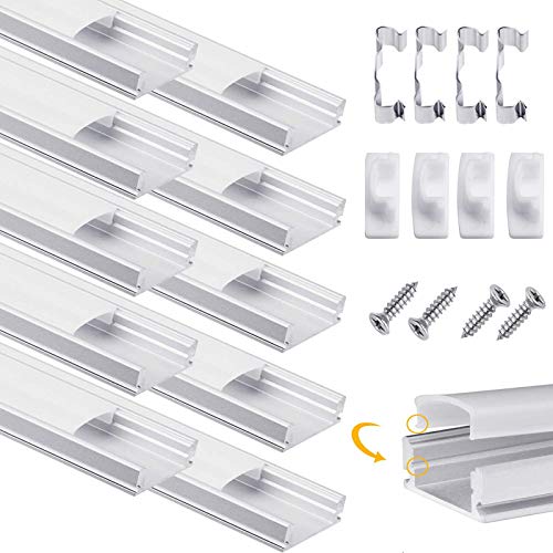 Perfil de Aluminio, DazSpirit 10 Pack 1M/3,3ft U Forma, Cubierta de difusor...