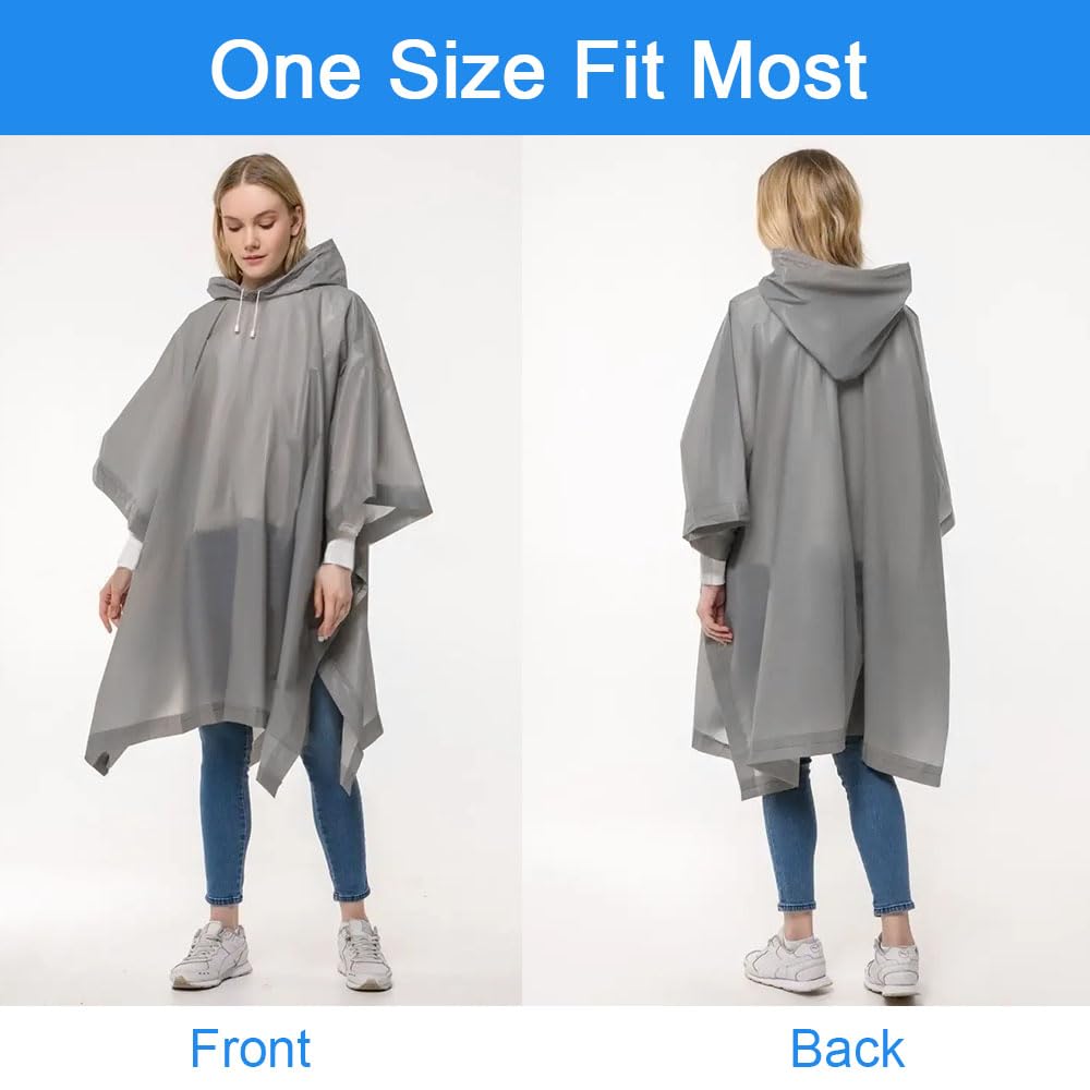 OSDUE Poncho Lluvia Impermeable, 2 Piezas Chubasqueros Impermeable Reutilizable Poncho con Capucha Chubasquero Mujer Hombre Adulto Portátil Poncho de Pluie para Senderismo Ciclismo Camping Gris o Azul
