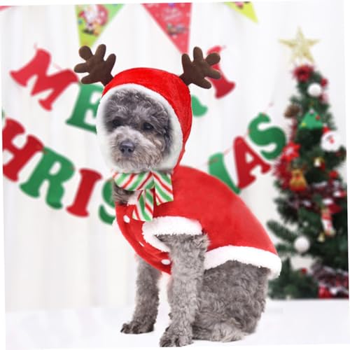 Disfraz navideño para perros talla S con bufanda rojo miniatura 4