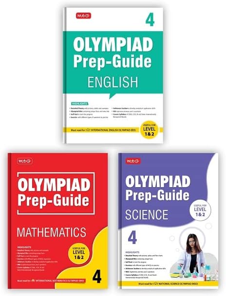 MTG Olympiad Prep-Guide Class 4 - Achievers Section with IMO-NSO-IEO Chapterwise Previous Year Question Paper For SOF 2023-24 Exam, Set of 3 Books (Mathematics, Science, English)