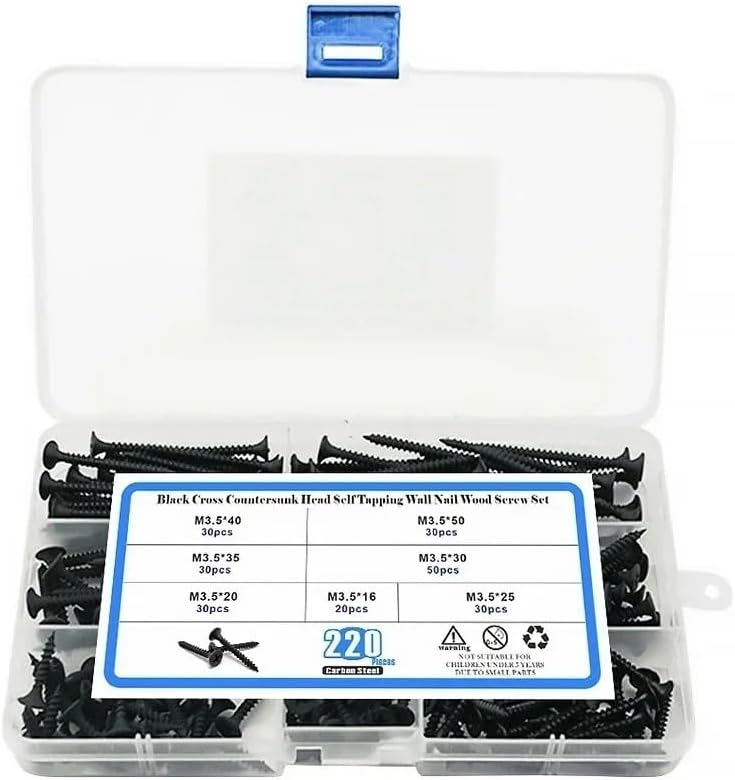 Versatile Boxed Screws Carbon Steel Screw Assortment Metal Project Fasteners Comes In An Easy-to-access Storage Container Ideal For DIY And Construction Furniture Assembly And Home Improvement(1 BOX)