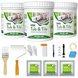 105oz White Tub and Tile Paint, Tub and Tile Refinishing Kit with 8 Tools, Semi-Gloss Bathtub Paint for Bathroom, 150-180sq.ft, Low Odor Bathtub Refinishing Kit for Fiberglass, Sink, Kitchen, Shower