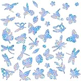 Maitys 48 Pcs Window Decals for Bird Strikes Window Clings for Glass Butterfly Stickers Bird Window Decals to Prevent Bird Strikes Anti Collision Window Clings Dragonfly Flower Leaves Cling Stickers