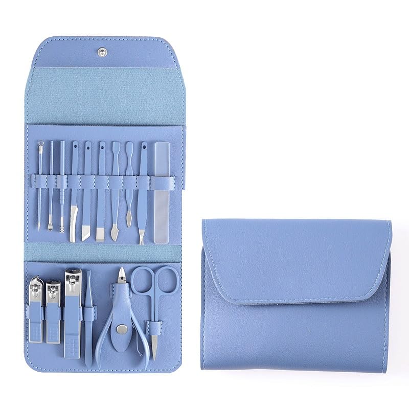 Coupe-Ongles élégants : ensemble de 16 pièces de manucure avec étui pliant