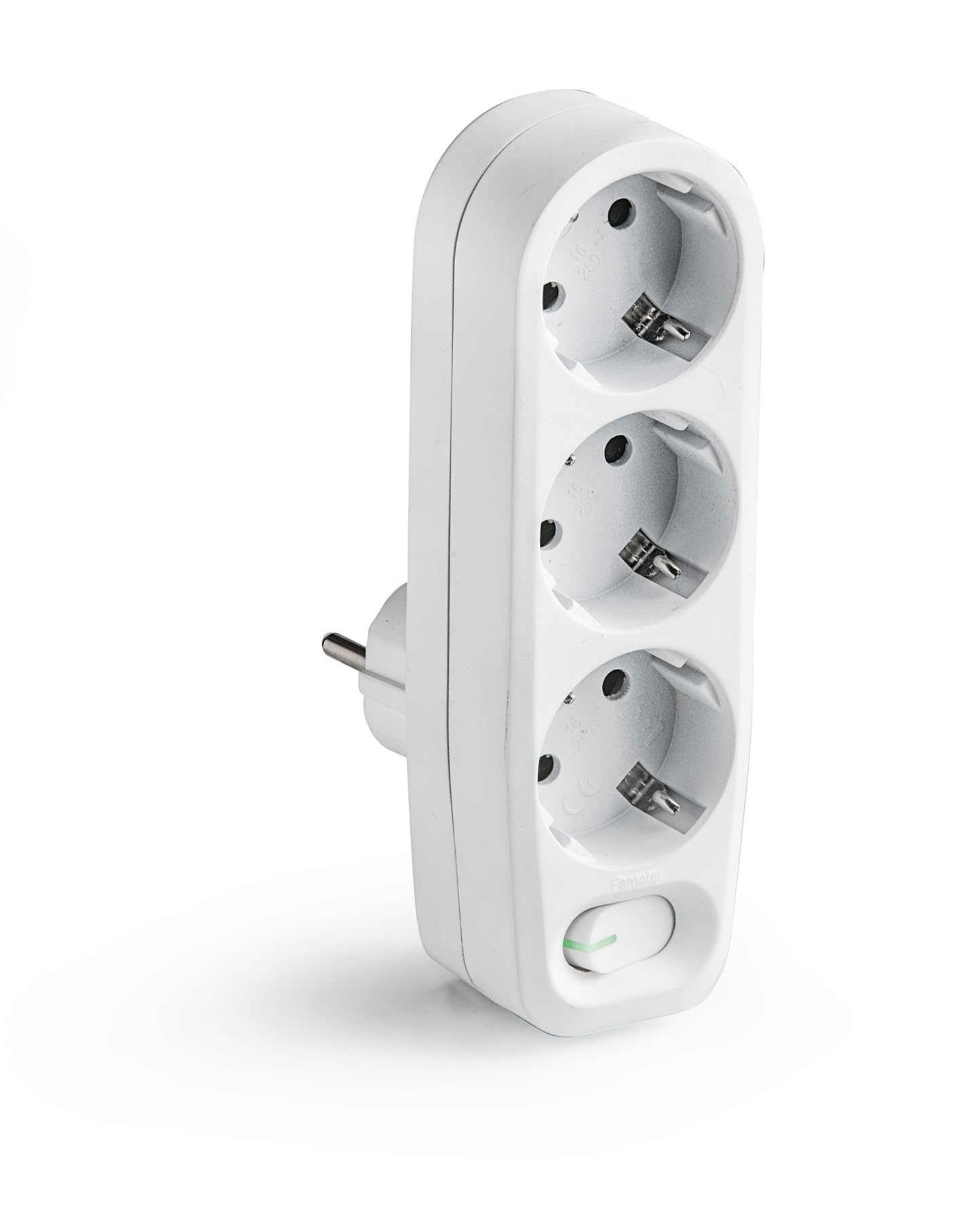 ADAPTADOR FRONTAL 3 TOMAS C0N INTERRUPTOR BLANCO