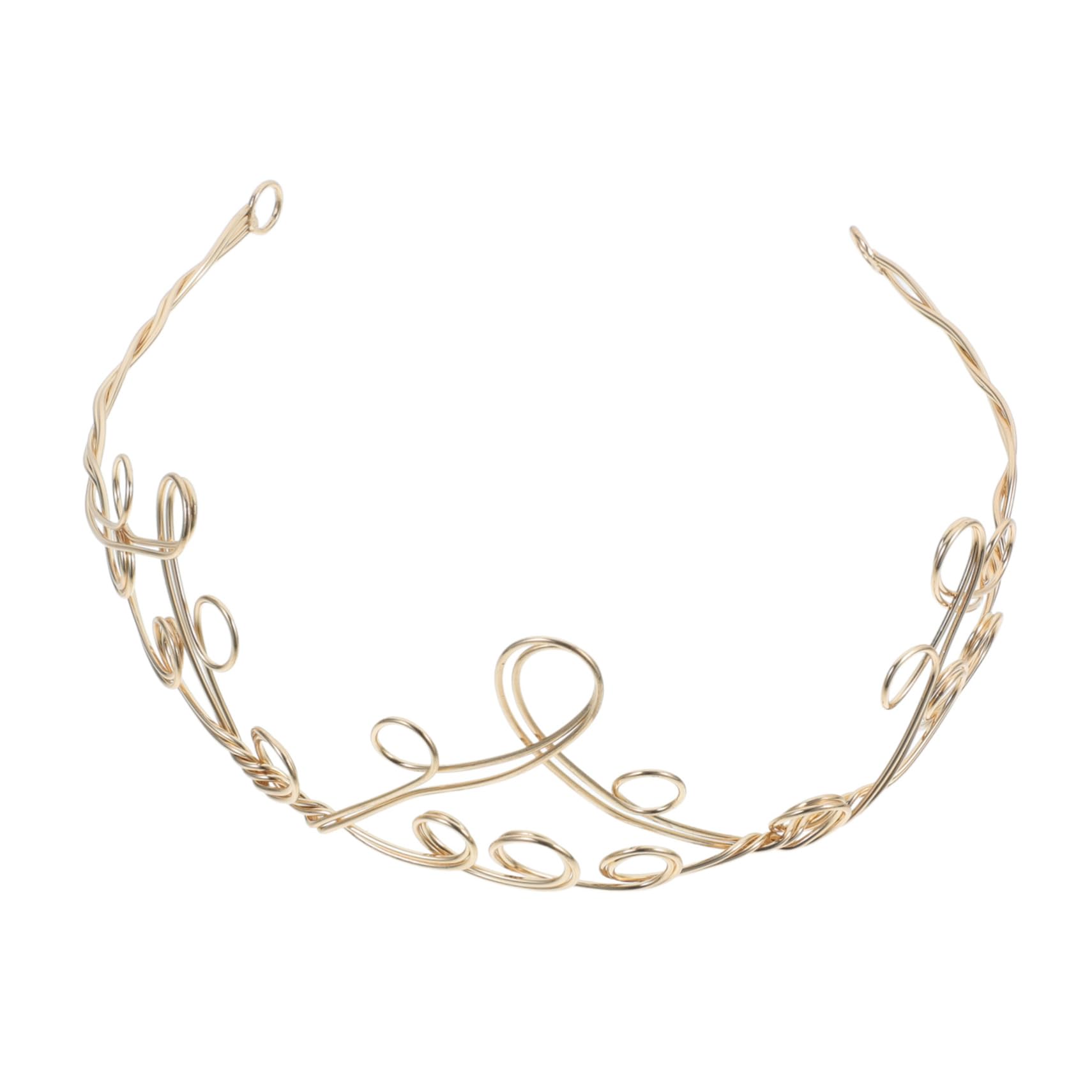 IWOWHERO 1Pc DIY Winding Crown Hair Accessory for Women Elegant Golden Headwear for Parties Birthdays Ceremonies Design for Personal Touch with Pearls Crystals Flowers
