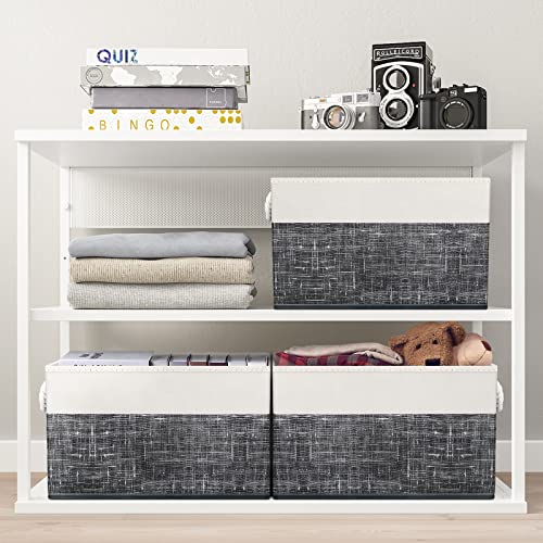 Fab totes Storage Bins 2-Pack, Foldable Storage Baskets for Organizing Toys, Books, Shelves, Closet, Large Storage Box with Rope Handles, Sturdy Organizer Bins, White & Black - Image 7