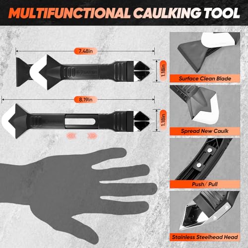 Saker Silicone Caulking Tools-3 in 1 Sealant Finishing Tool Grout Remove Scraper (Stainless Steelhead),Caulk Remover Glass Glue Angle Scraper for Bathroom,Kitchen,Floor,Window,Sink Joint,Frames Seal - Image 5