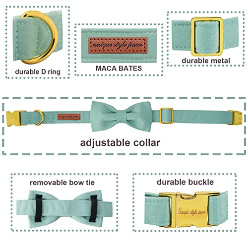 Unique style paws Dog Collar with Bowtie, Soft Cotton Collar with Reinforced Golden Metal Buckle Comfortable & Adjustable Collar for Small Medium Large Dogs & Cats - Image 2