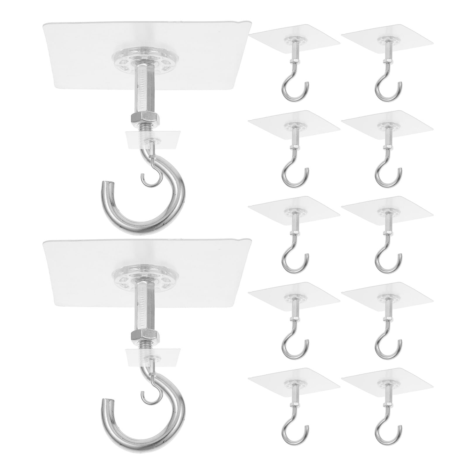 Ganchos Adhesivos para Techo sin Taladro 12 Piezas Autoadhesivos Transparentes de Alta Resistencia Gancho de Techo para Colgar Plantas Linternas y Decoración Montaje Fácil y