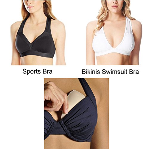 Daykit 3 Pairs Removeable Triangle Bra Pads Inserts For Bikinis Tops Sports Bra Swimsuit Beige #TOP5