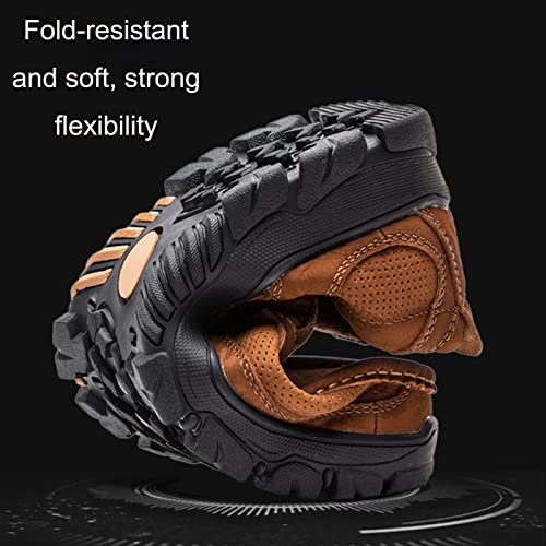 Men's Leather Classic Non-Slip Walking Loafers,Casual Lightweight Breathable Soft Comfort Outdoor Slip On Hiking Sneaker3