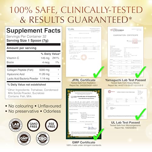 Image of Nano Advanced Hyaluron & Marine Collagen Peptide IV Plus Powder - Japanese 6-in-1 Beauty Formula for Skin, Hair & Nails, Hydrolyzed Collagen with Hyaluronic Acid, Vitamin C, Unflavored, 32 Servings