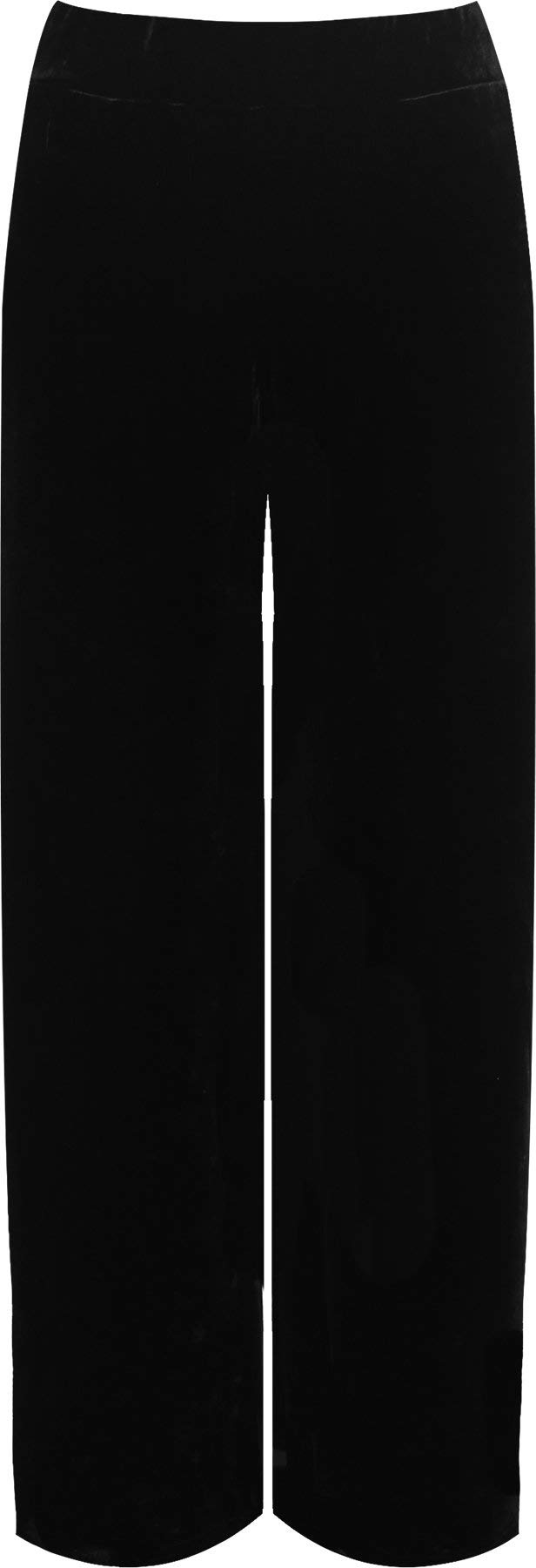 Fairy Boutique Women's Black Wide Leg Velour Velvet Palazzo Trousers Flared Casual Wear Loose Fit Pants