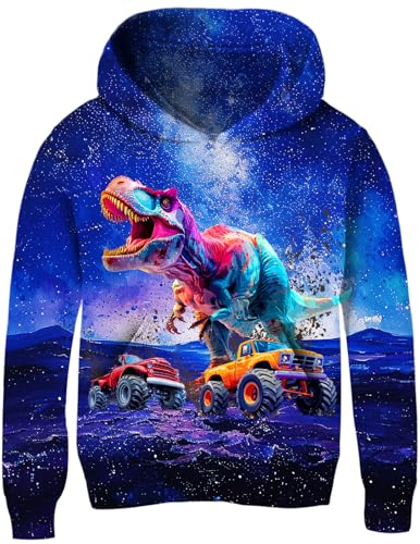 Funnycokid Boys Hoodies Kids Sweatshirt Warm Youth Print Girls Hooded Clothes with Pocket 6-16 Years