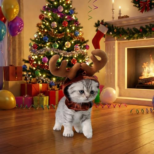 Gorro navideño para mascotas con cuernos Amosfun miniatura 4