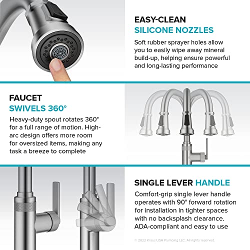 Kraus Allyn Industrial Pull-Down Single Handle Kitchen Faucet In Spot-Free Antique Champagne Bronze, Kpf-4102Sfacb #TOP7