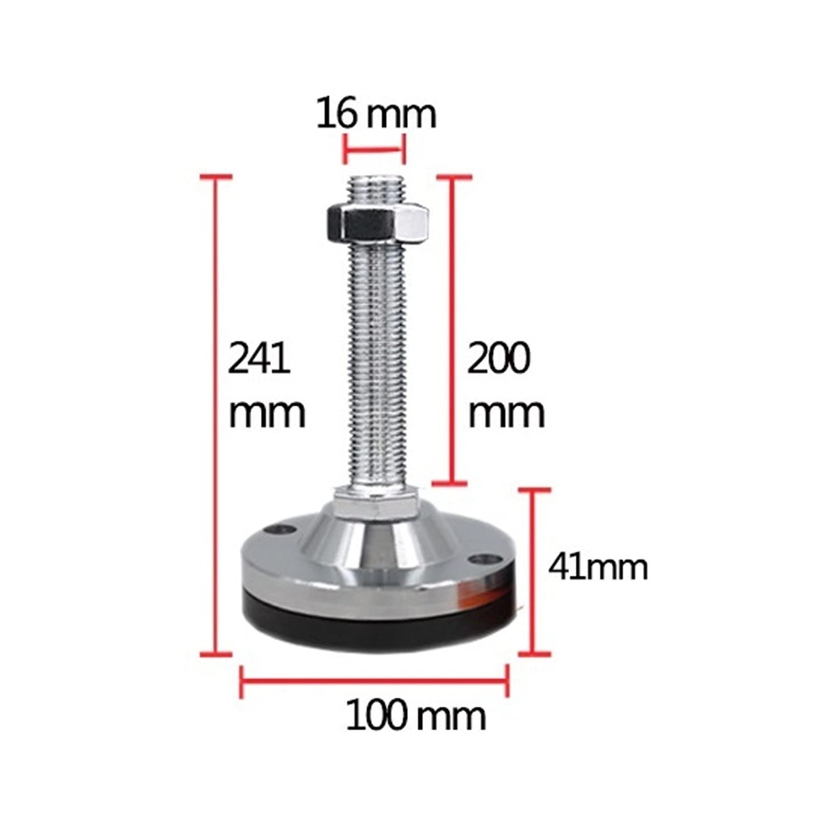 piedini per mobili, Piedini di livellamento for macchine for carichi pesanti installati in acciaio in gomma nera, diametro vite antiurto 16 mm, piedini di livellamento regolabili in metallo, adatti fo