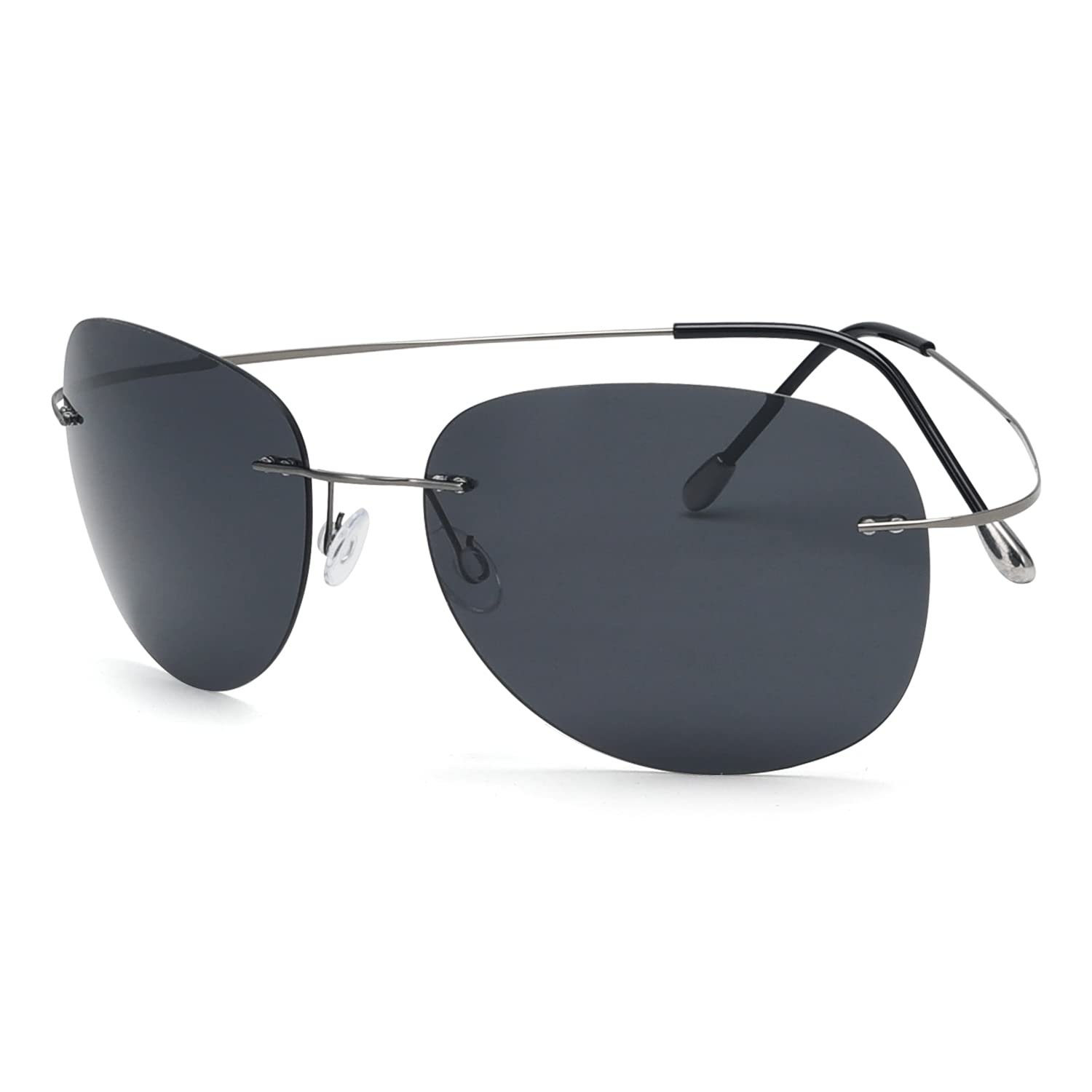 Eyekepper Pilot Rimless Titanium Polarized Sunglasses for Men and Women