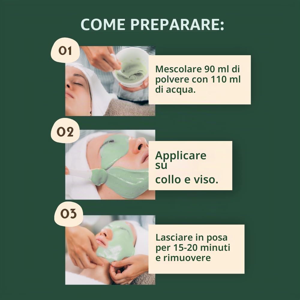 Maschera Viso Peel Off Alginate | Pulizia Profonda e Anti Age | Effetto Seconda Pelle | Facile da Applicare | 100% Naturale, 200 g