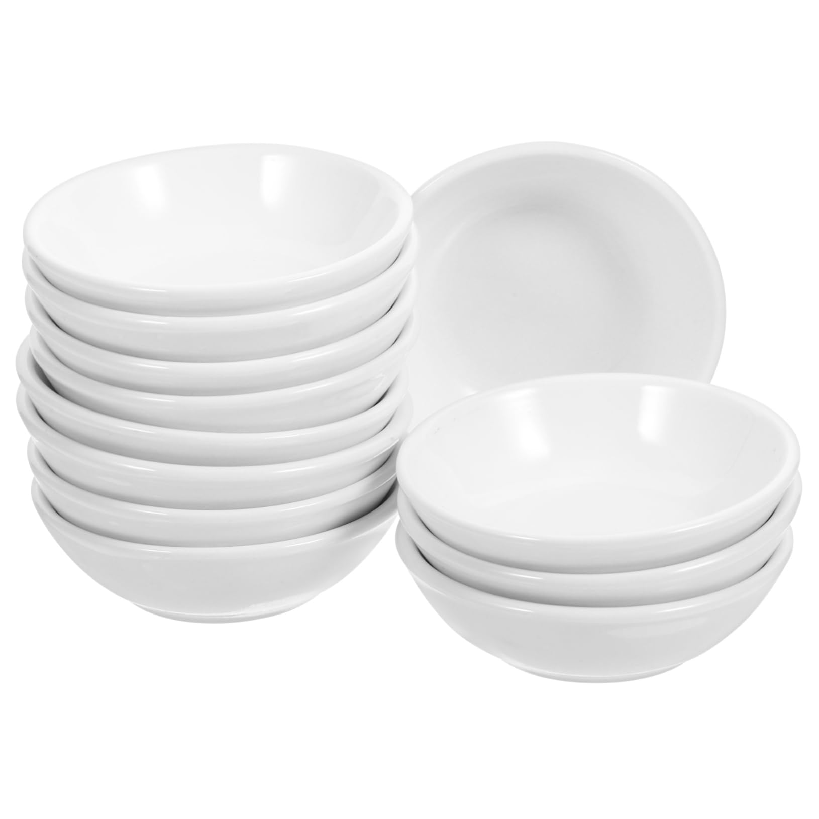 COLLBATH 12pcs Ceramic Dish Stackable Ramekins Dish Dip Dishes Soy Sauce Dish Seasoning Dipping Bowls Wasabi Dish Tasting Dishes Porcelain Sushi Dipping Bowls Side Dish Bowls Ceramics White