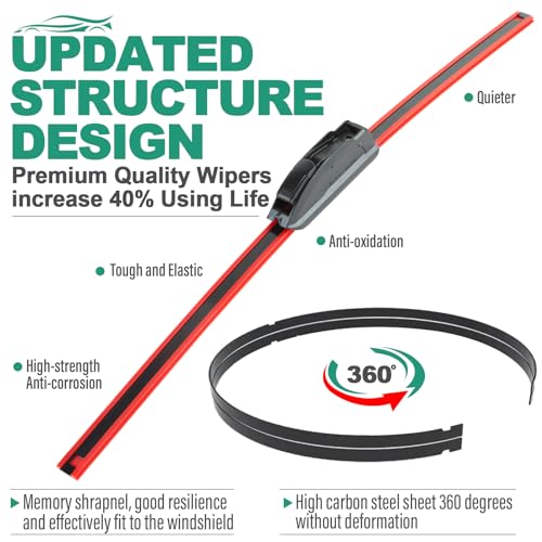 Image of 26 inch 16 inch 11 inch Windshield Wiper Blades Replacement for Kia Sportage 2017-2022,Hyundai Santa Fe 2019-2023,Kia Sorento 2016-2020 Premium All Weather Wiper Blade (3 of Set)
